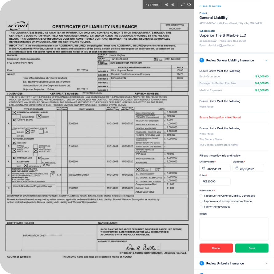 Screenshot of billy certificate review